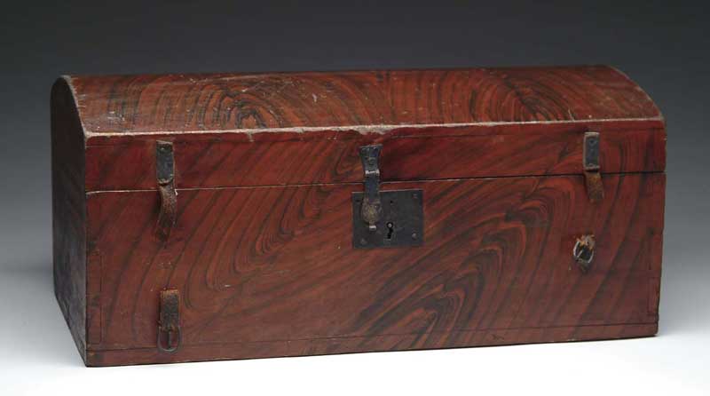 Appraisal: STATE OF MAINE ORIGINAL ROSEWOOD GRAIN PAINTED DOME TOP TRUNK