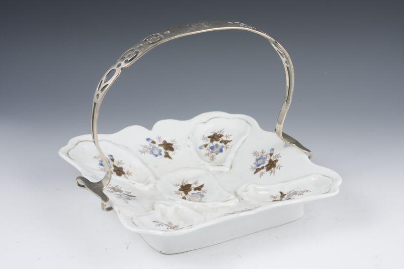 Appraisal: Rare Square Oyster Plate with Gorham Handle the flexible handle