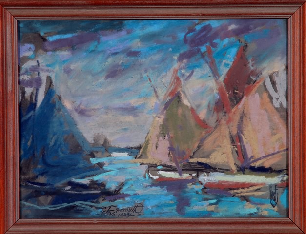 Appraisal: An Opalescent Effect boats in the water pastel x SLC