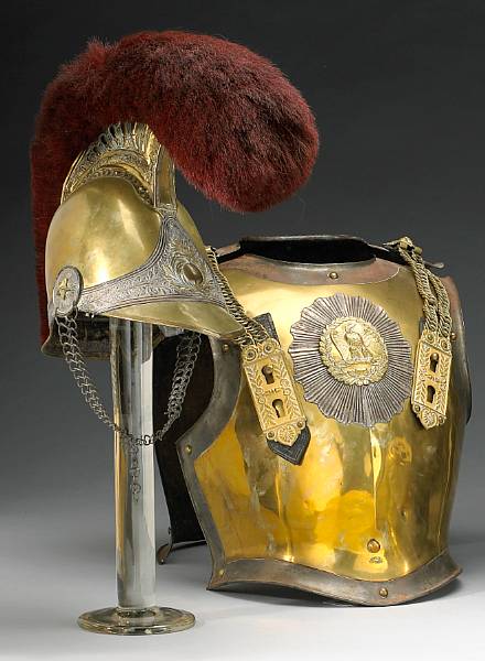 Appraisal: A French nd Empire carabineer officer's helmet and body armor