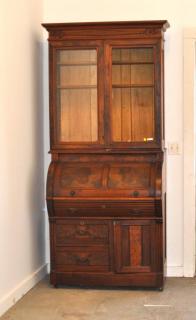 Appraisal: American Renaissance Revival Cylinder Secretary American Renaissance Revival cylinder secretary