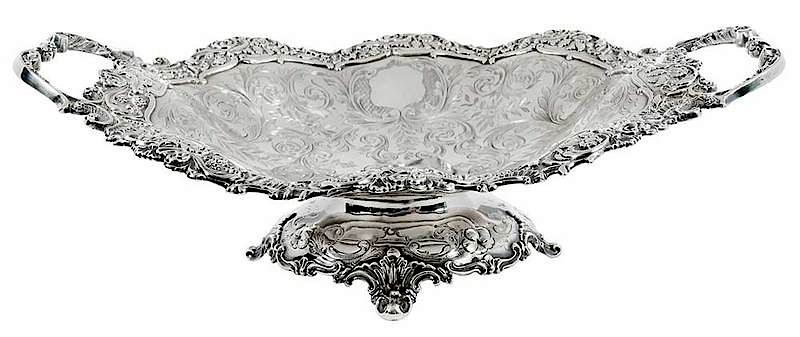 Appraisal: New York Coin Silver Two Handle Basket American oval engraved