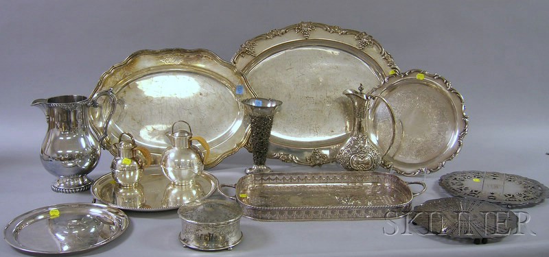 Appraisal: Silver Plated Reticulated Rimmed Tray together with eighteen pieces of