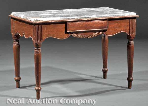 Appraisal: An Antique Marble and Walnut Low Table the inset marble