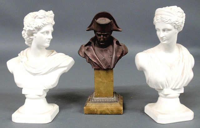 Appraisal: Two Parian type busts of Apollo and Diana h and