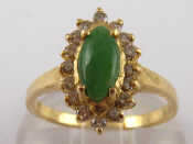 Appraisal: A yellow metal tests carat gold jade and diamond ring