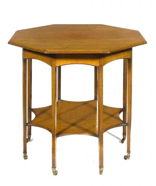 Appraisal: A LIBERTY MAHOGANY OCTAGONAL TABLE on eight slender square tapered