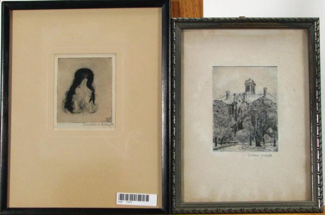 Appraisal: Constance Forsyth American - x Architechtural x Dog Two Engravings