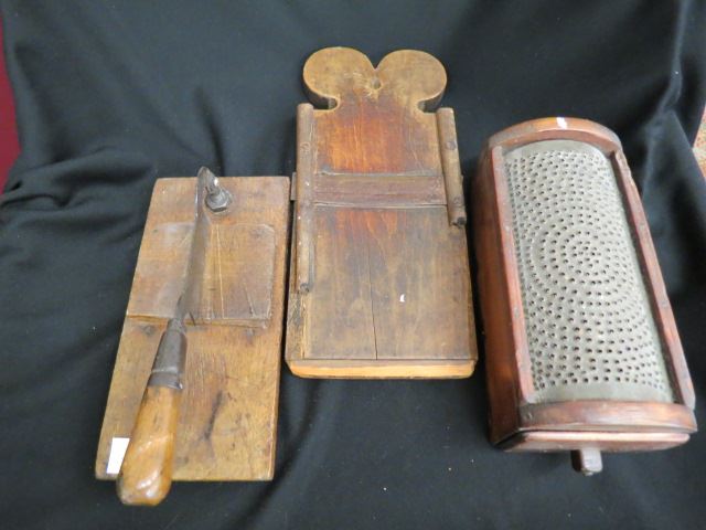 Appraisal: Early Kitchen Items box style grater cutter and chopper