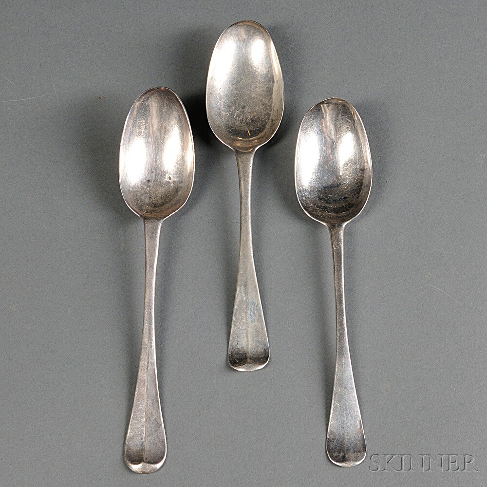 Appraisal: Three Silver Tablespoons Thomas Edwards and others Massachusetts th century