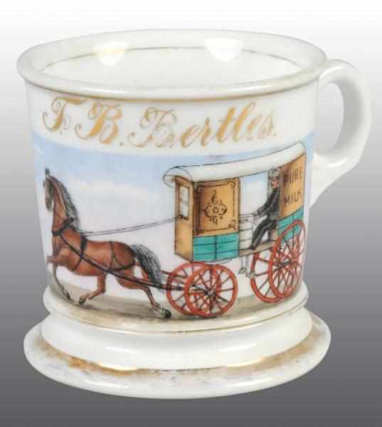 Appraisal: Horse-Drawn Milk Wagon Shaving Mug Description Stamped Limoges France under