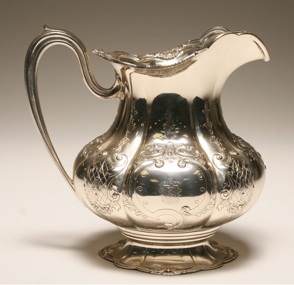 Appraisal: Dominick Haff sterling silver chased and repousse water pitcher foliate