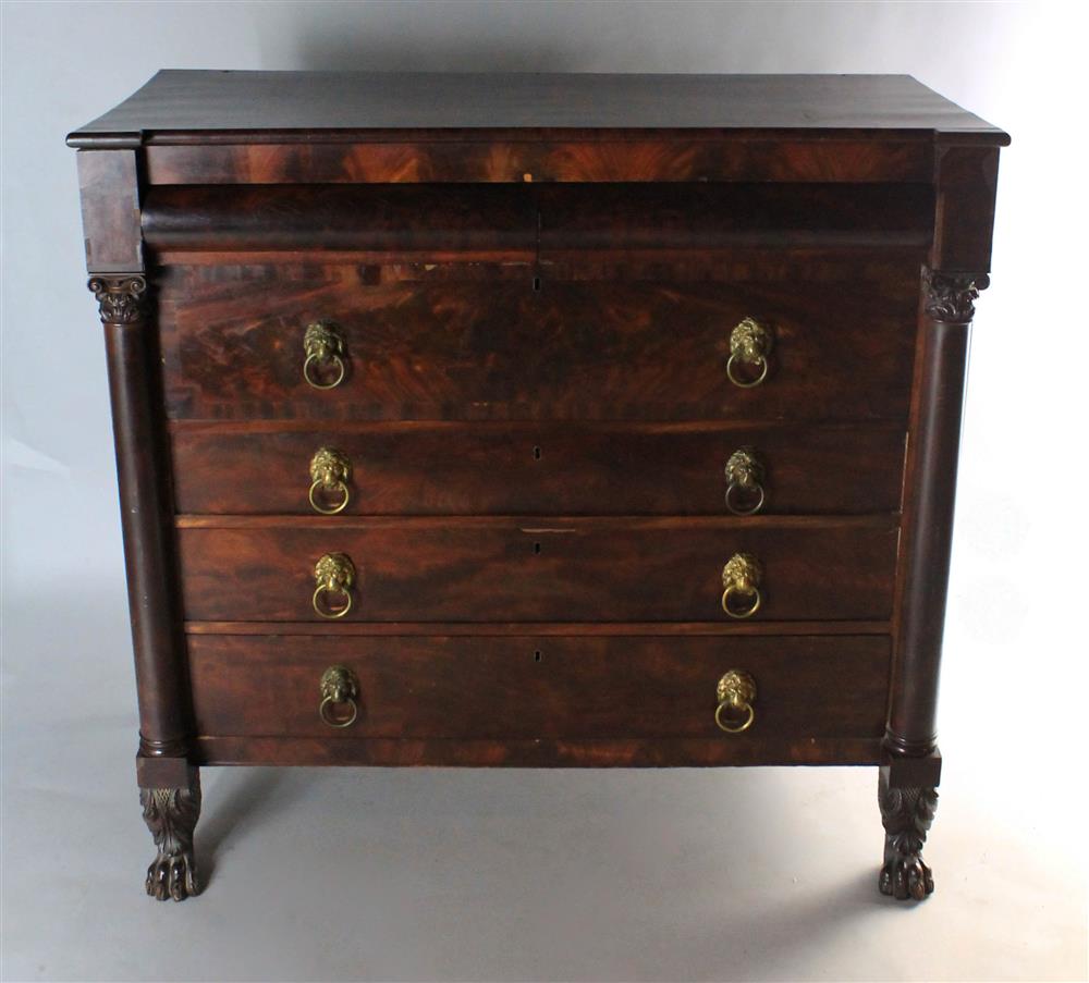 Appraisal: AMERICAN EMPIRE MAHOGANY CHEST OF DRAWERS having a rectangular top