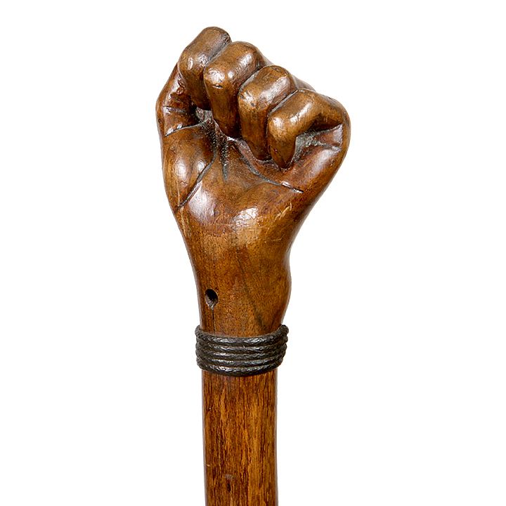 Appraisal: Folk Art Fist Cane Early th Century- A one-piece hardwood