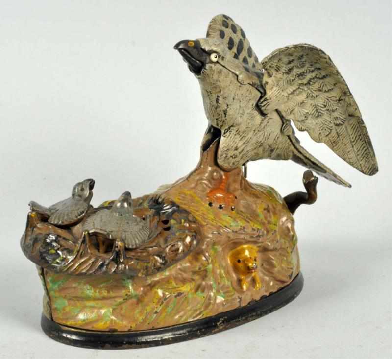 Appraisal: Cast Iron Eagle Eaglets Mechanical Bank Manufactured by J E