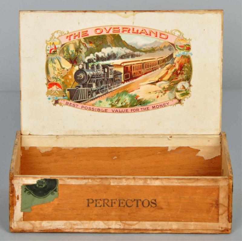 Appraisal: The Overland Cigar Box Description Early and rare version Depicts