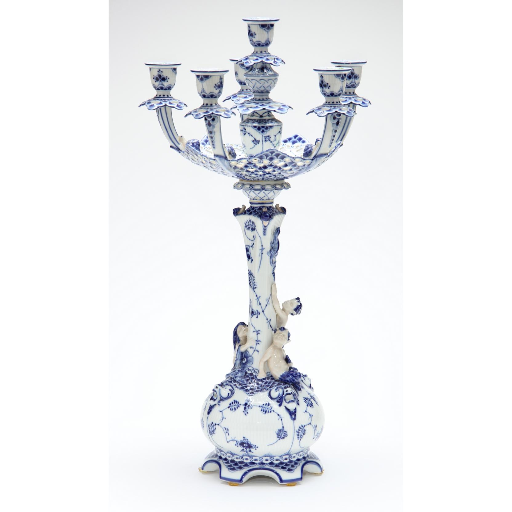 Appraisal: Royal Copenhagen Full Lace Six Arm Candelabra - mark to