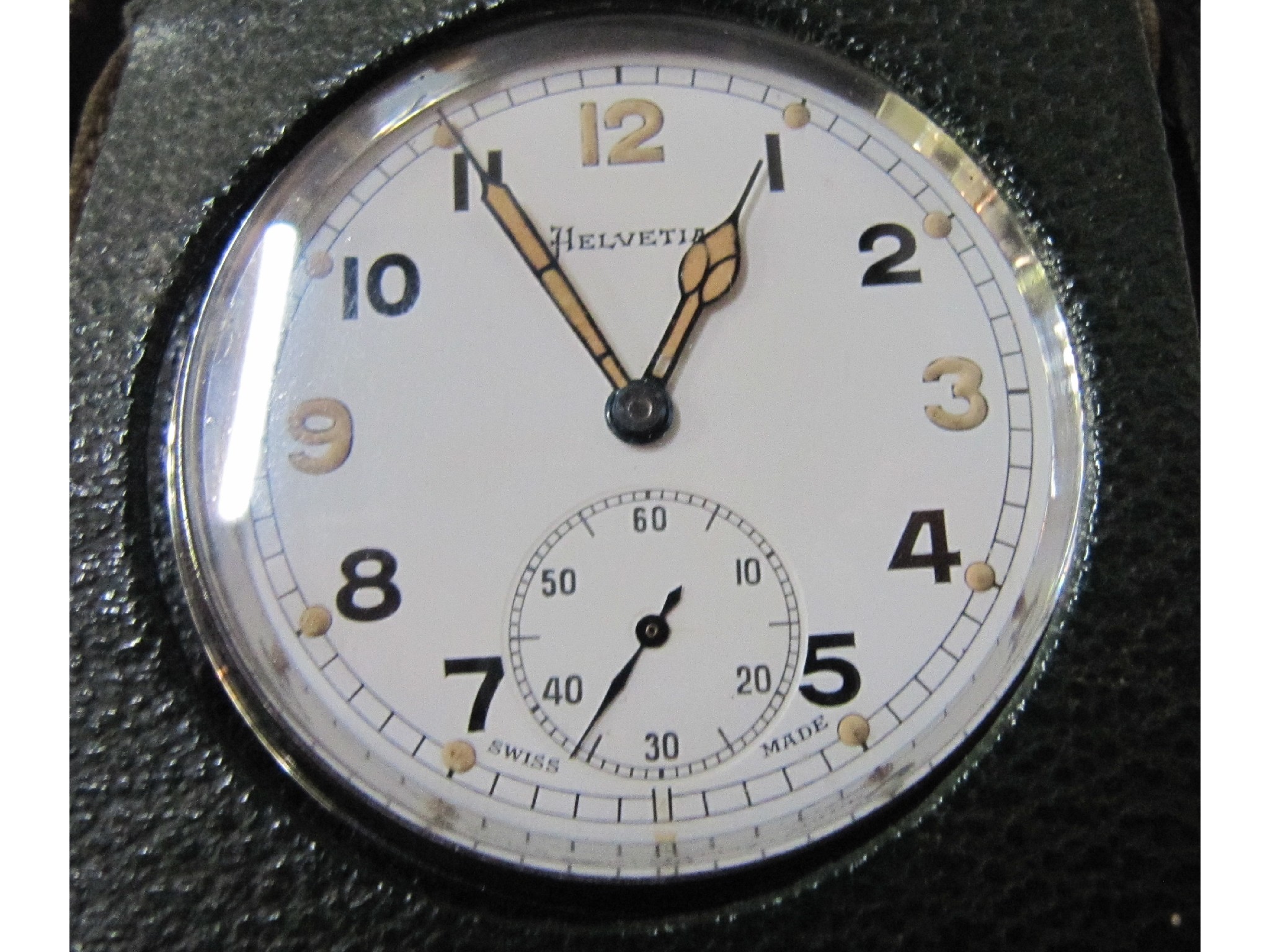 Appraisal: A Helvetia military issue pocket watch in travel case