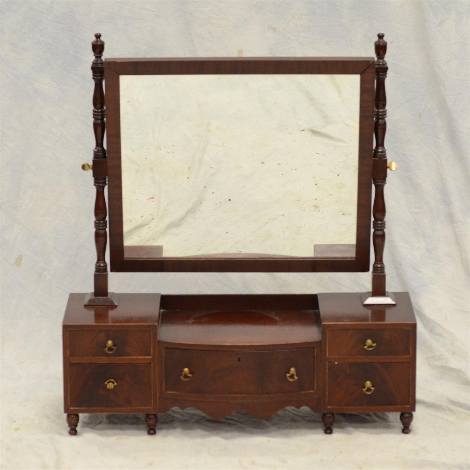 Appraisal: Sheraton mahogany shaving mirror drawers w h d c