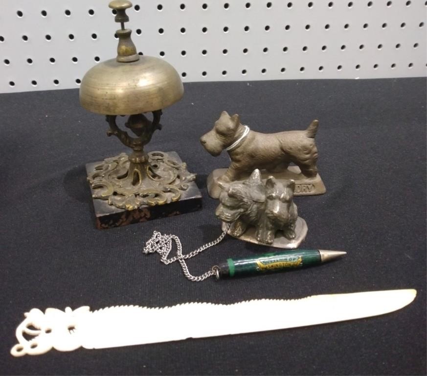 Appraisal: Group of vintage desk accessories including Scottie dog cast iron