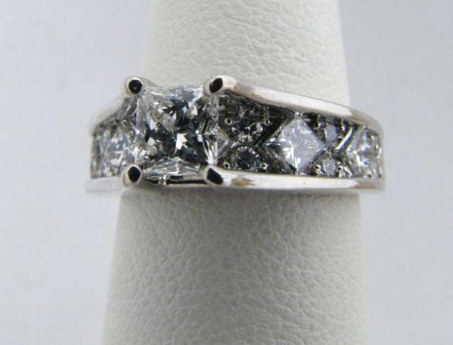 Appraisal: k white gold ct center princess cut diamond engagement ring