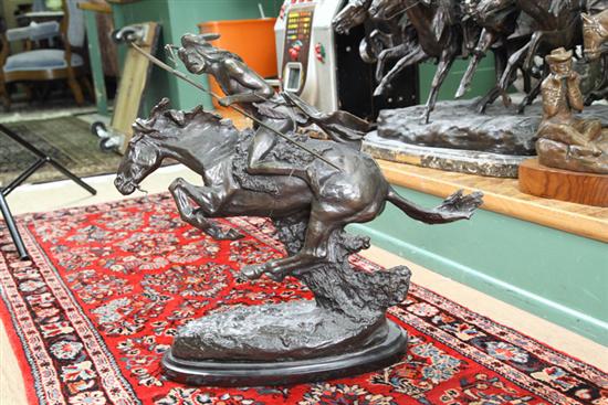 Appraisal: BRONZE AFTER REMINGTON Cheyanne Indian on horseback '' h