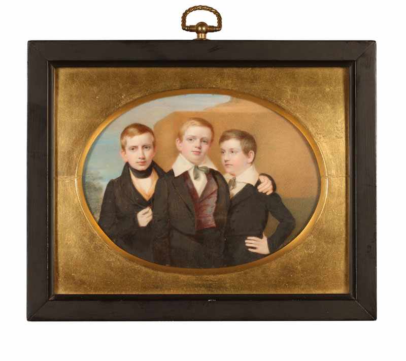 Appraisal: Portrait Miniature of John E Shepard and Brothers irregular oval