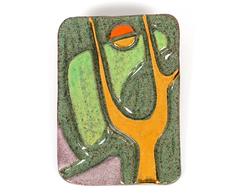 Appraisal: Jarko Zavi Abstract Pottery Pin Jarko Zavi pottery pin rectangular