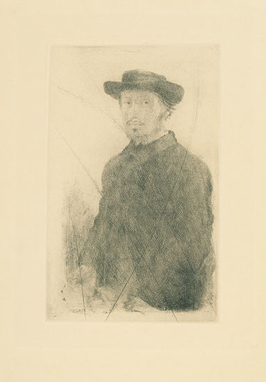 Appraisal: EDGAR DEGAS Autoportrait Etching on imitation Japan paper x mm