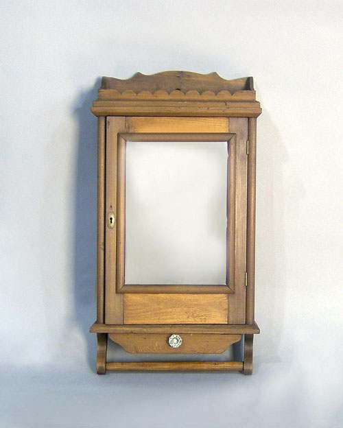 Appraisal: Hanging poplar medicine cabinet ca h w