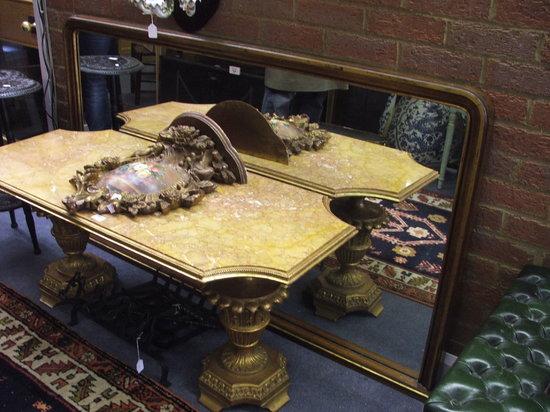 Appraisal: A GEORGE IV OAK AND PARCEL GILT OVERMANTEL MIRROR with