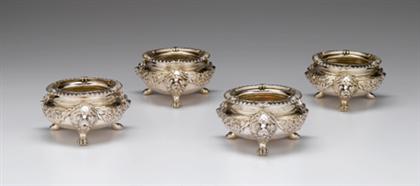 Appraisal: Set of four George II sterling silver salts bearing marks