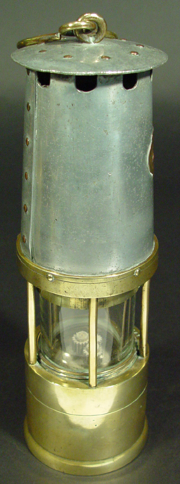 Appraisal: J H Naylor miner's lamp with brass nameplate cm high