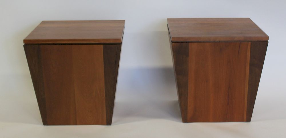 Appraisal: E J Stickley Audi Pair Of Cherrywood Lidded Containers Signed