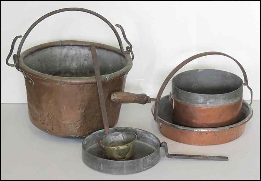 Appraisal: ANTIQUE COPPER KETTLE Together with a copper pot with removeable