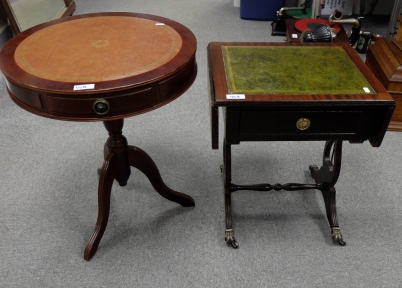 Appraisal: Two reproduction leather topped tables tallest cm