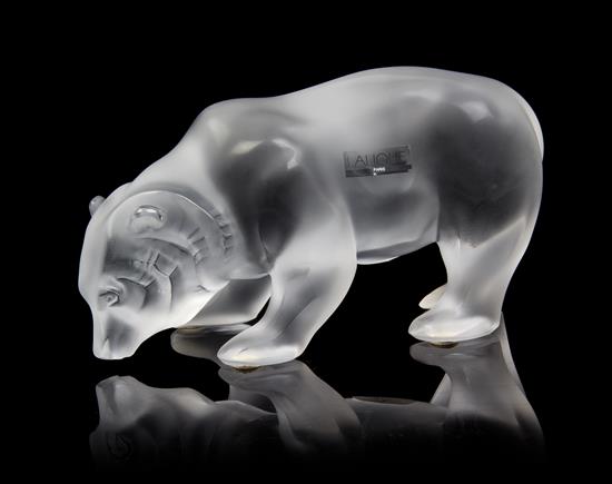 Appraisal: Sale Lot A Lalique Molded and Frosted Glass Figure Bear