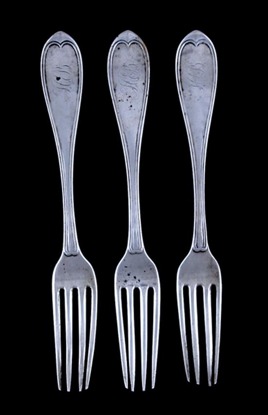 Appraisal: Southern coin silver forks Radcliffe Guignard Columbia SC circa -