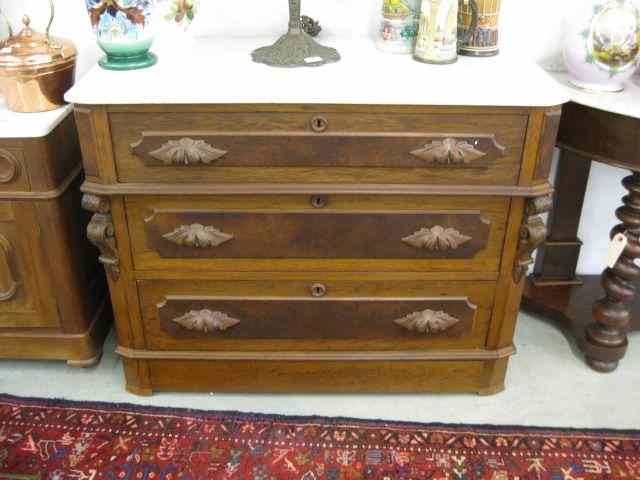 Appraisal: Victorian Marble Top Dresser three drawer '' tall '' wide