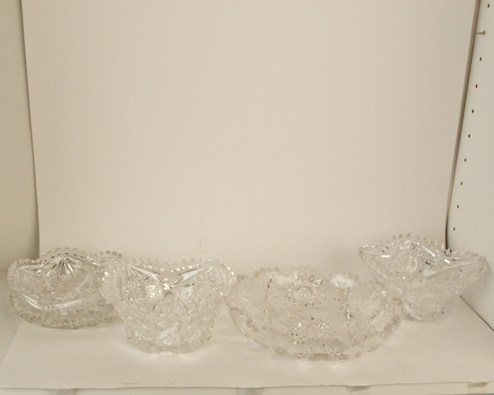 Appraisal: Cut Glass Pieces Shallow bowl with Bermuda pattern dia Small