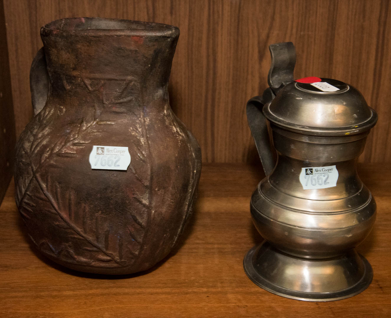 Appraisal: Ceramic jug and pewter flagon