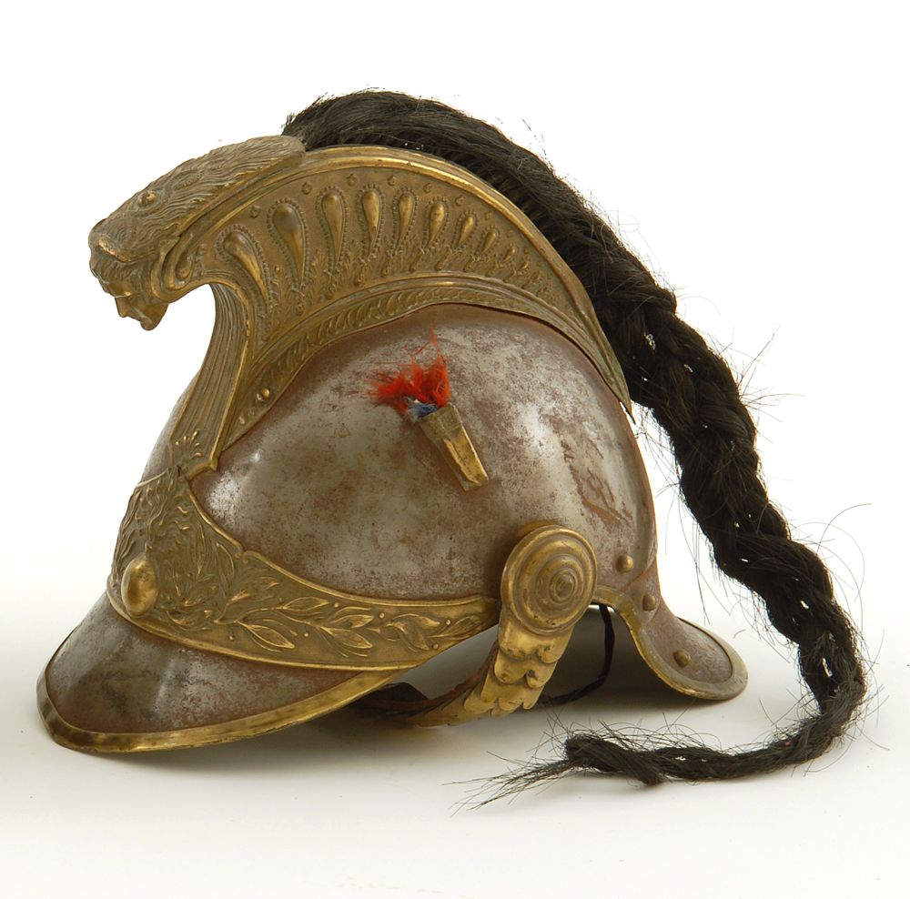 Appraisal: FRENCH ARTILLERY HELMET Circa With figural crest Original liner