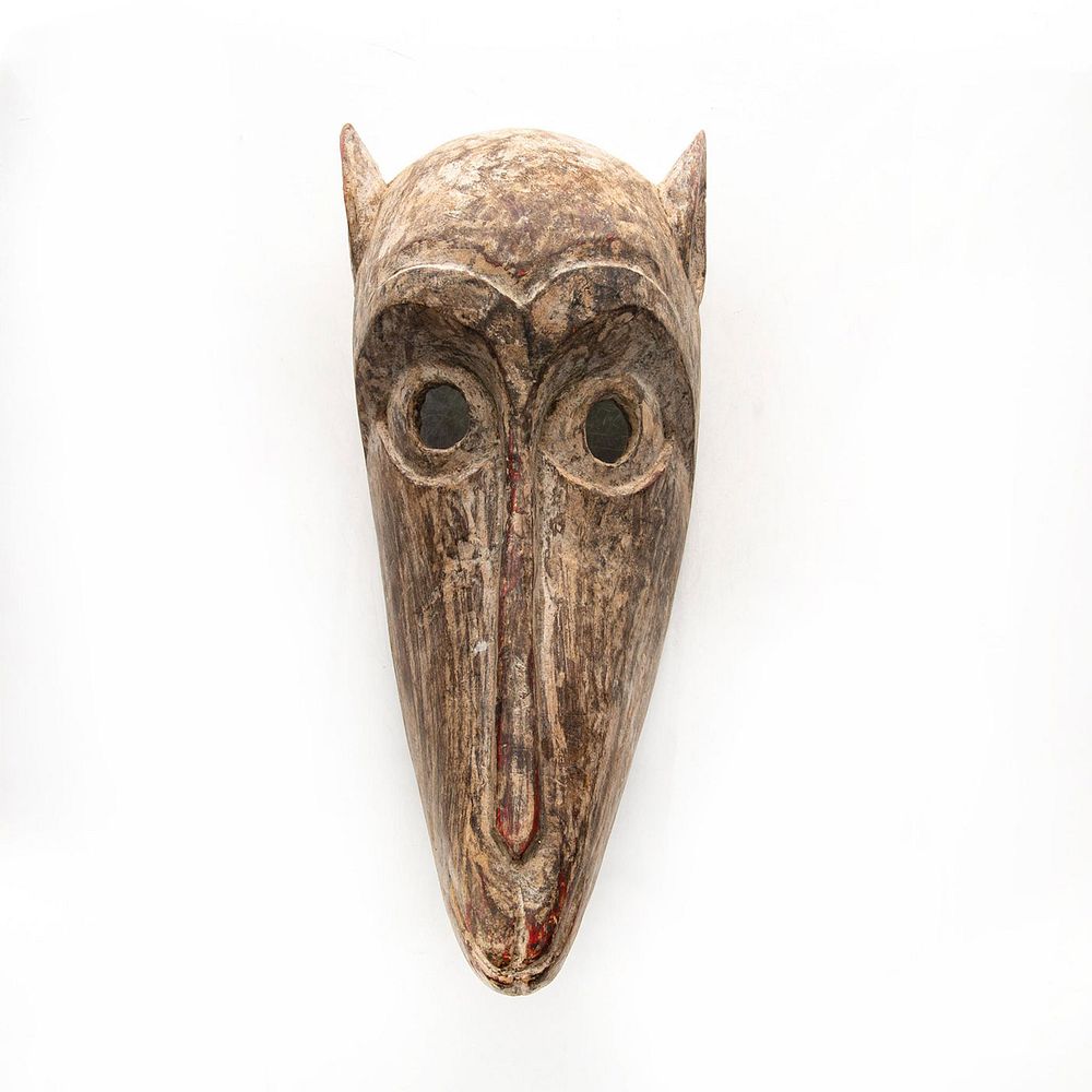 Appraisal: AFRICAN TRIBAL WOODEN NGIL FANG WALL MASK Hand carved from