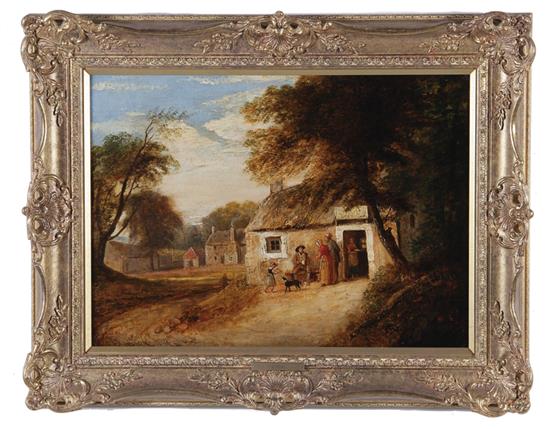 Appraisal: John Edward Goodall attributed to British - LANDSCAPE WITH COTTAGE