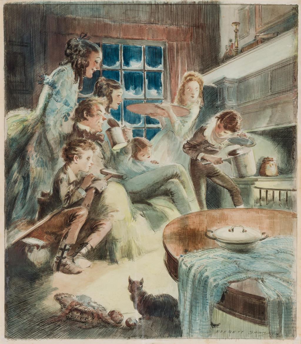 Appraisal: EVERETT SHINN American - Tiny Tim by Charles Dickens watercolor