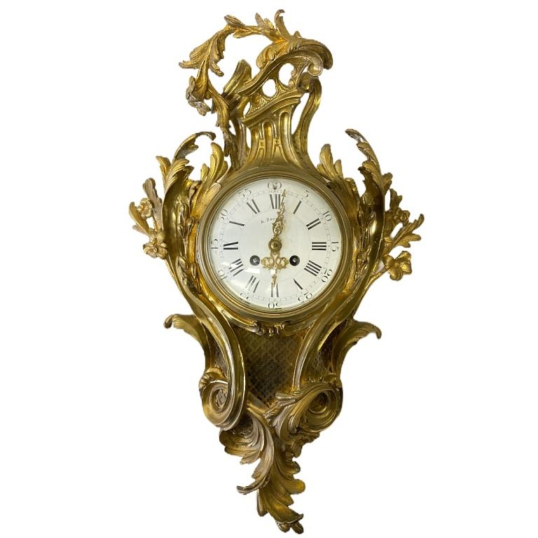 Appraisal: French Gilt Bronze Mall Clock Alfred Daubr e French Gilt