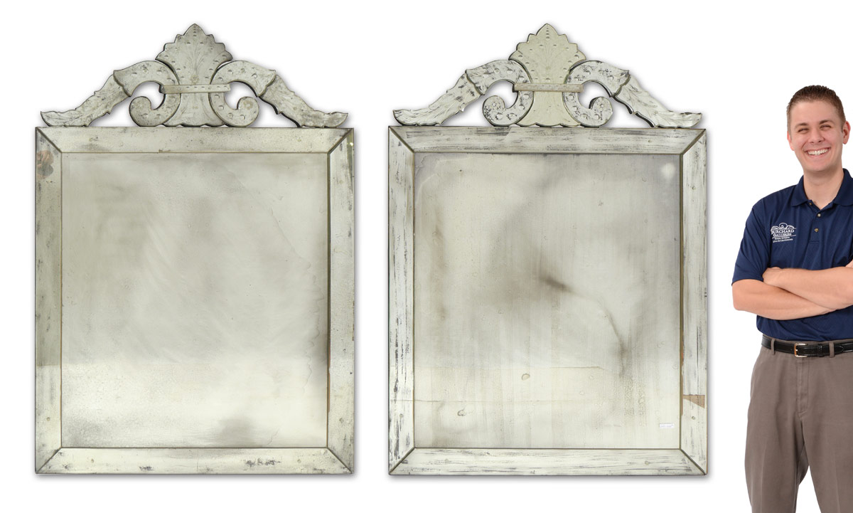 Appraisal: PAIR VENETIAN GLASS STYLE MIRRORS Matched pair each '' h