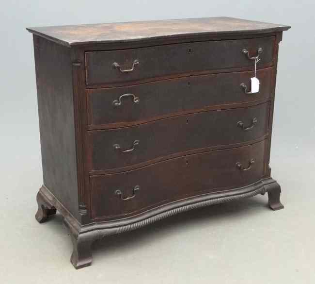 Appraisal: th c CT River Valley serpentine chest of drawers with