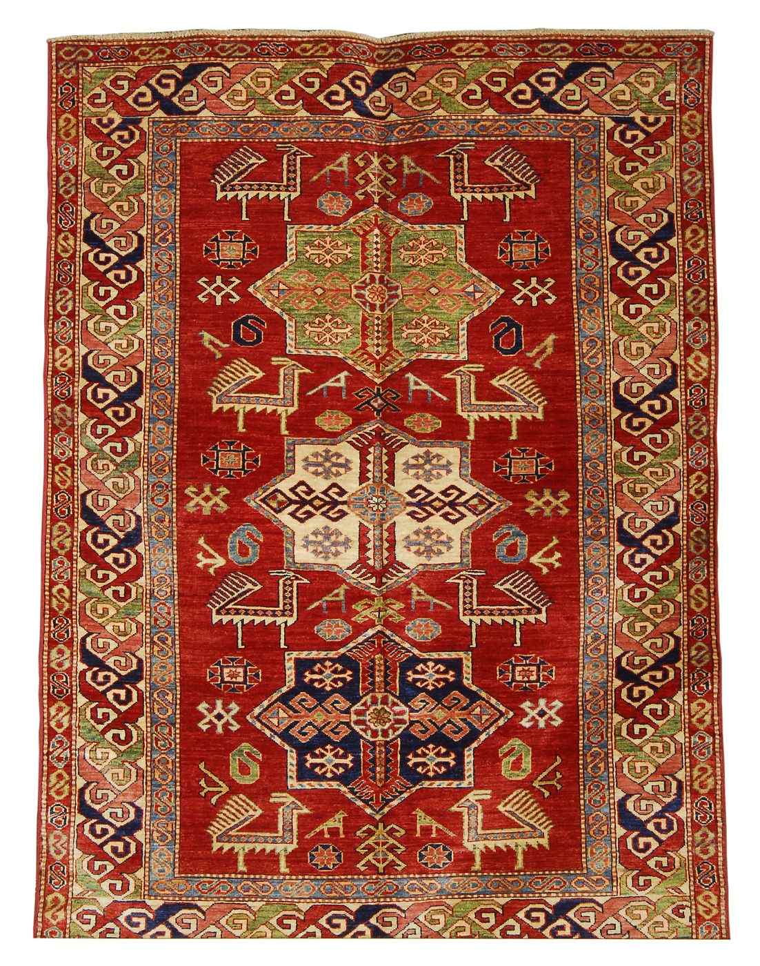 Appraisal: ORIENTAL RUG KAZAK DESIGN ' x ' '' Three traditional