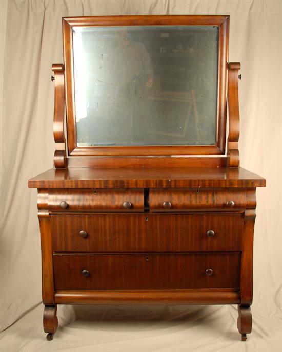 Appraisal: An E th C Empire Revival Dresser with Mirror mahogany